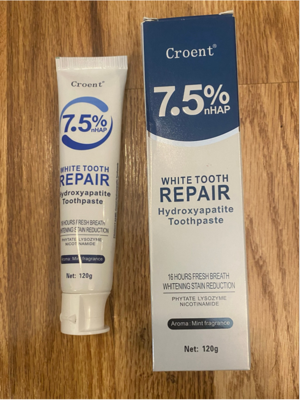 Croent®
7.5% nHAP CROENT WHITE TOOTH REPAIR Hydroxyapatite Toothpaste 120 grams